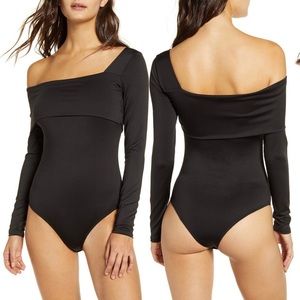 Nordstrom Madison & Berkeley One-Shoulder Bodysuit. Size: Small, Color: Black.